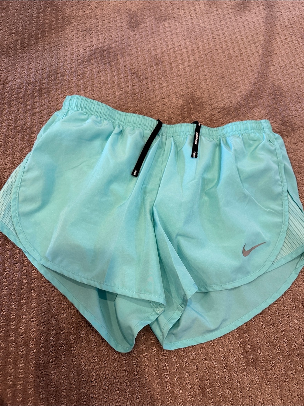 Nike Women's Aqua Athletic Running Shorts with Black Drawcord
